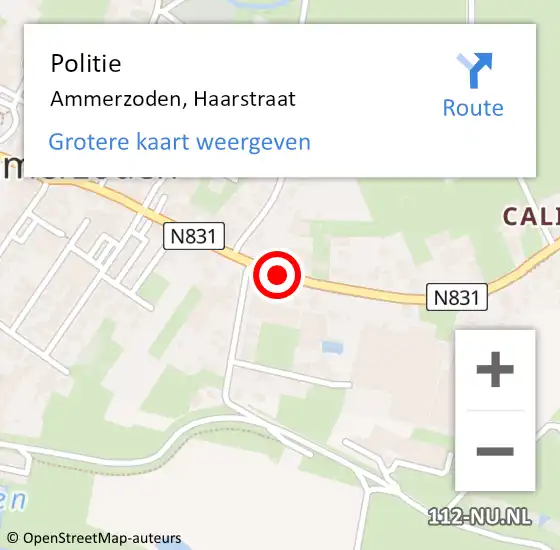 Locatie op kaart van de 112 melding: Politie Ammerzoden, Haarstraat op 12 november 2019 13:11