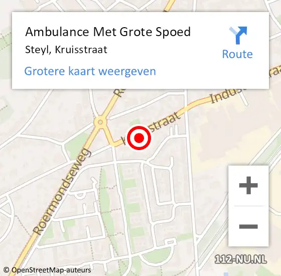 Locatie op kaart van de 112 melding: Ambulance Met Grote Spoed Naar Steyl, Kruisstraat op 12 november 2019 14:14