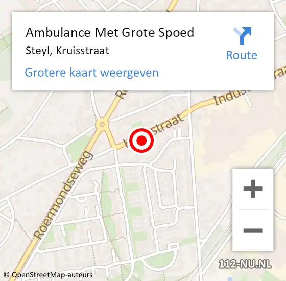 Locatie op kaart van de 112 melding: Ambulance Met Grote Spoed Naar Steyl, Kruisstraat op 12 november 2019 14:16