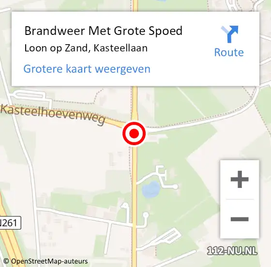 Locatie op kaart van de 112 melding: Brandweer Met Grote Spoed Naar Loon op Zand, Kasteellaan op 12 november 2019 14:32