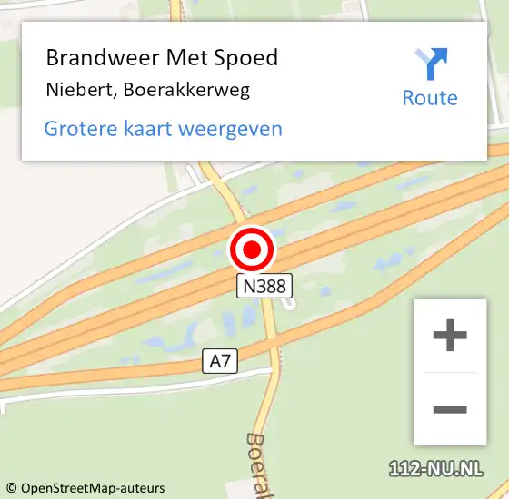 Locatie op kaart van de 112 melding: Brandweer Met Spoed Naar Niebert, Boerakkerweg op 12 november 2019 14:39