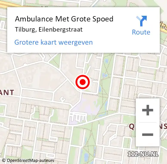 Locatie op kaart van de 112 melding: Ambulance Met Grote Spoed Naar Tilburg, Eilenbergstraat op 12 november 2019 14:48