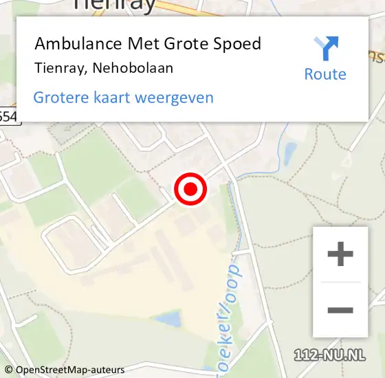 Locatie op kaart van de 112 melding: Ambulance Met Grote Spoed Naar Tienray, Nehobolaan op 12 november 2019 14:49