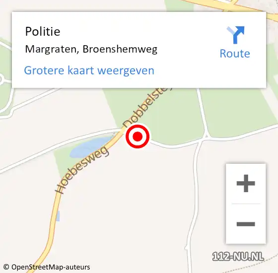 Locatie op kaart van de 112 melding: Politie Margraten, Broenshemweg op 12 november 2019 16:39