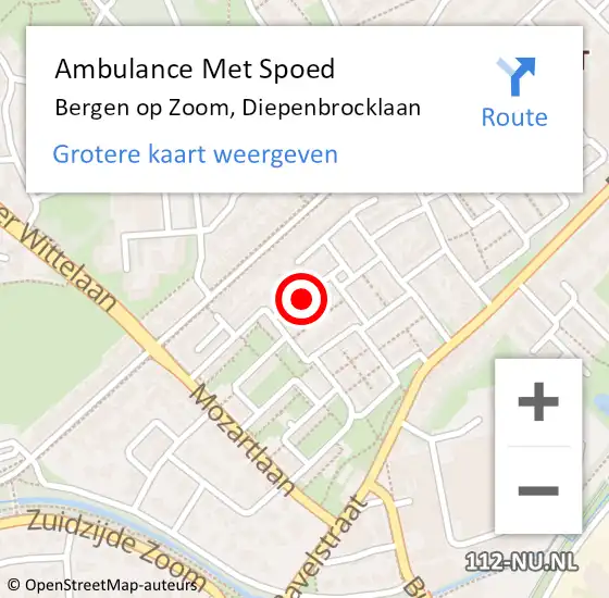 Locatie op kaart van de 112 melding: Ambulance Met Spoed Naar Bergen op Zoom, Diepenbrocklaan op 12 november 2019 16:51