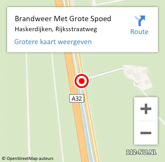 Locatie op kaart van de 112 melding: Brandweer Met Grote Spoed Naar Haskerdijken, Rijksstraatweg op 12 november 2019 17:18