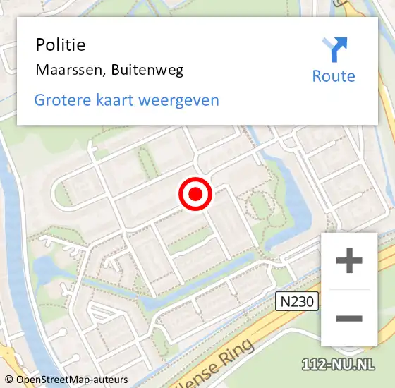 Locatie op kaart van de 112 melding: Politie Maarssen, Buitenweg op 19 april 2014 15:32