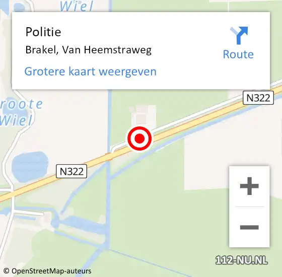 Locatie op kaart van de 112 melding: Politie Brakel, Van Heemstraweg op 12 november 2019 18:28