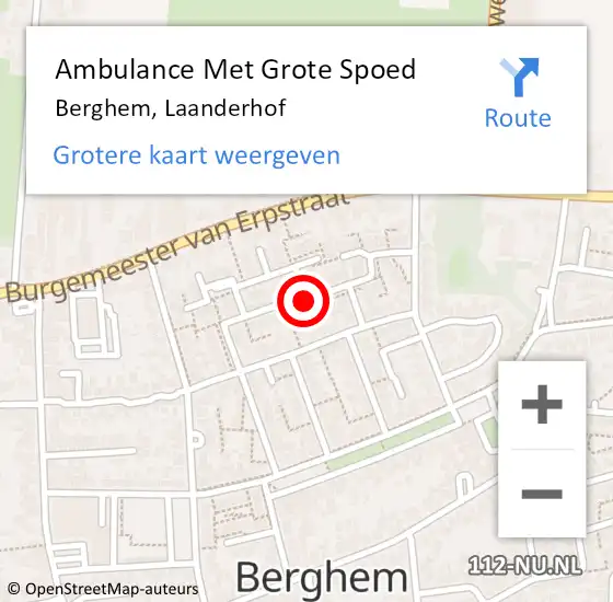 Locatie op kaart van de 112 melding: Ambulance Met Grote Spoed Naar Berghem, Laanderhof op 12 november 2019 18:42