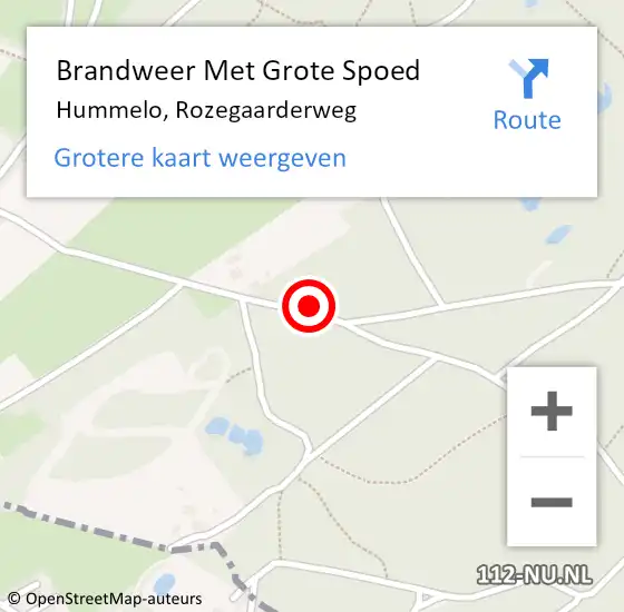 Locatie op kaart van de 112 melding: Brandweer Met Grote Spoed Naar Hummelo, Rozegaarderweg op 12 november 2019 19:06