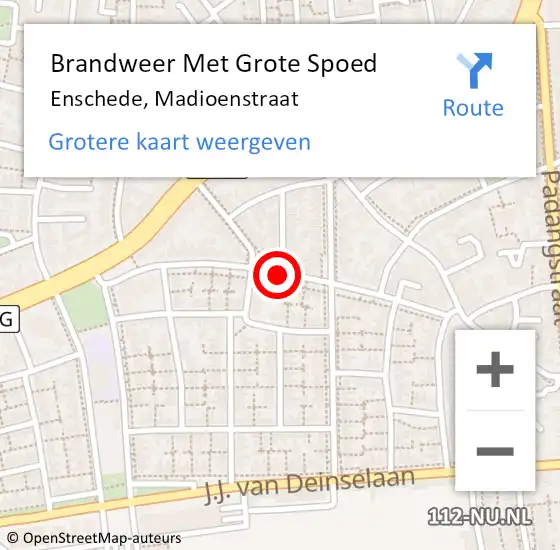 Locatie op kaart van de 112 melding: Brandweer Met Grote Spoed Naar Enschede, Madioenstraat op 12 november 2019 19:32