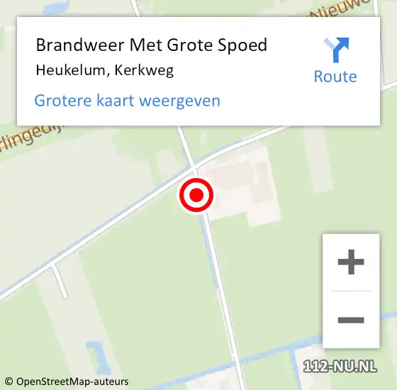 Locatie op kaart van de 112 melding: Brandweer Met Grote Spoed Naar Heukelum, Kerkweg op 12 november 2019 19:50