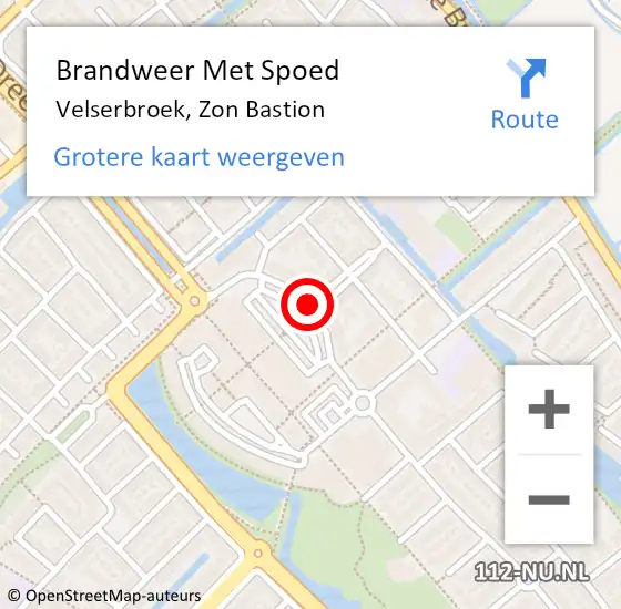 Locatie op kaart van de 112 melding: Brandweer Met Spoed Naar Velserbroek, Zon Bastion op 12 november 2019 21:17