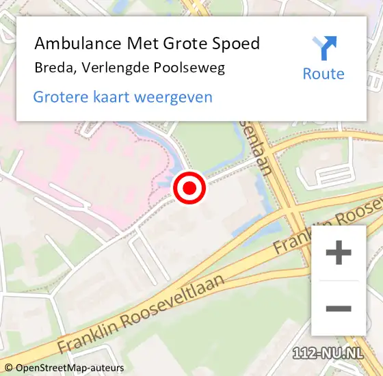 Locatie op kaart van de 112 melding: Ambulance Met Grote Spoed Naar Breda, Verlengde Poolseweg op 12 november 2019 21:25