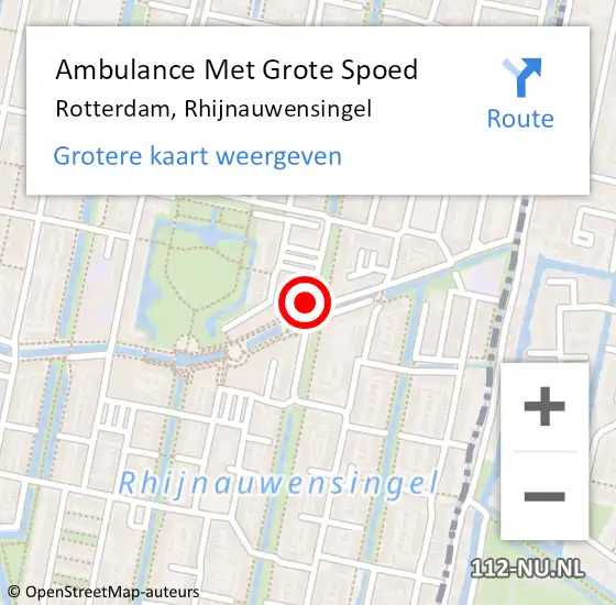 Locatie op kaart van de 112 melding: Ambulance Met Grote Spoed Naar Rotterdam, Rhijnauwensingel op 12 november 2019 21:29