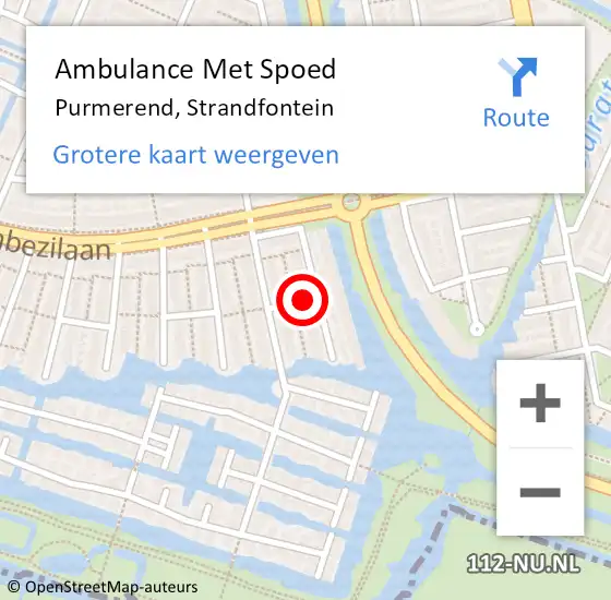 Locatie op kaart van de 112 melding: Ambulance Met Spoed Naar Purmerend, Strandfontein op 12 november 2019 21:41