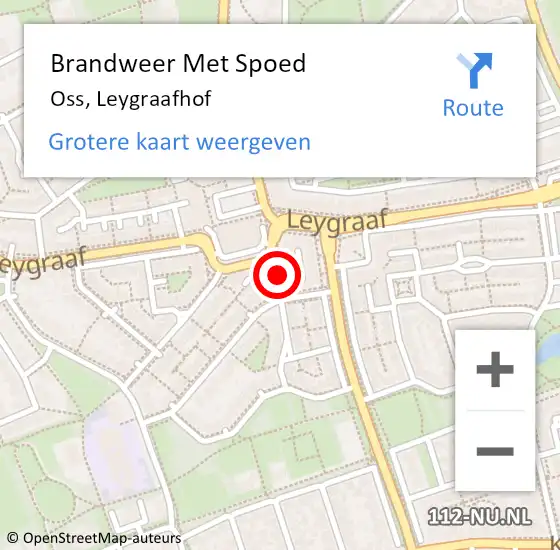 Locatie op kaart van de 112 melding: Brandweer Met Spoed Naar Oss, Leygraafhof op 12 november 2019 23:12