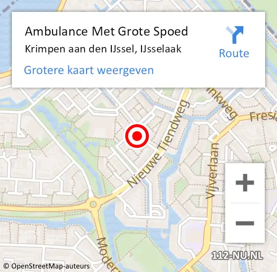 Locatie op kaart van de 112 melding: Ambulance Met Grote Spoed Naar Krimpen aan den IJssel, IJsselaak op 13 november 2019 01:44