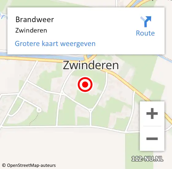 Locatie op kaart van de 112 melding: Brandweer Zwinderen op 13 november 2019 04:15