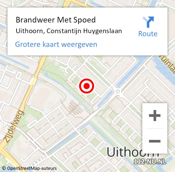 Locatie op kaart van de 112 melding: Brandweer Met Spoed Naar Uithoorn, Constantijn Huygenslaan op 13 november 2019 08:16