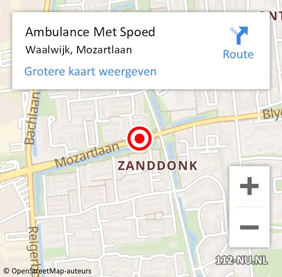 Locatie op kaart van de 112 melding: Ambulance Met Spoed Naar Waalwijk, Mozartlaan op 13 november 2019 08:22