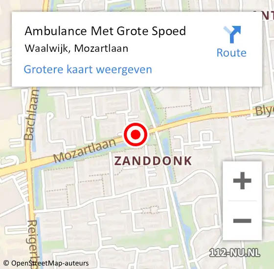 Locatie op kaart van de 112 melding: Ambulance Met Grote Spoed Naar Waalwijk, Mozartlaan op 13 november 2019 08:37