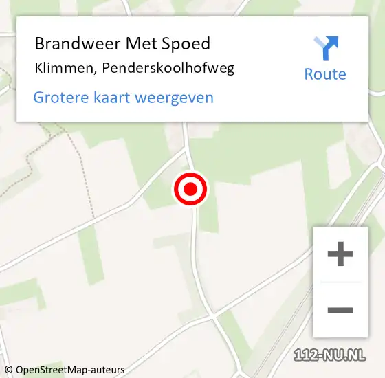 Locatie op kaart van de 112 melding: Brandweer Met Spoed Naar Klimmen, Penderskoolhofweg op 13 november 2019 08:42