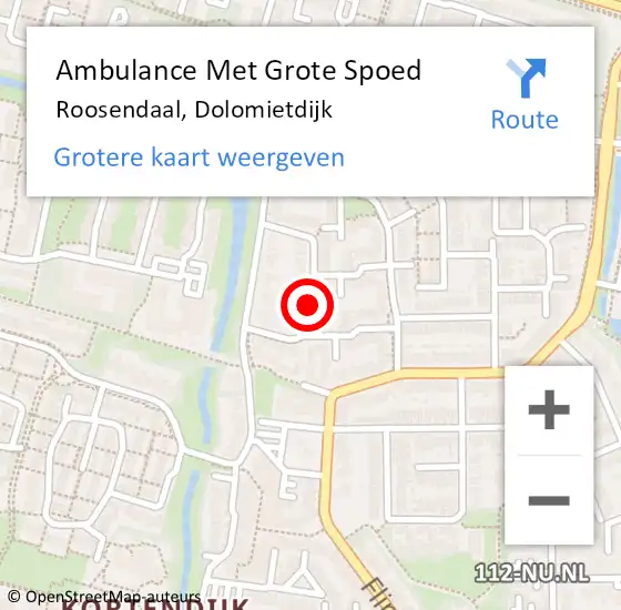 Locatie op kaart van de 112 melding: Ambulance Met Grote Spoed Naar Roosendaal, Dolomietdijk op 13 november 2019 09:01