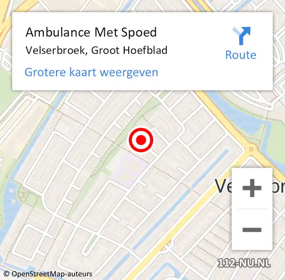 Locatie op kaart van de 112 melding: Ambulance Met Spoed Naar Velserbroek, Groot Hoefblad op 13 november 2019 09:42
