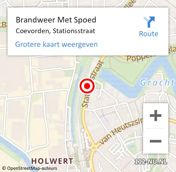 Locatie op kaart van de 112 melding: Brandweer Met Spoed Naar Coevorden, Stationsstraat op 19 april 2014 16:34