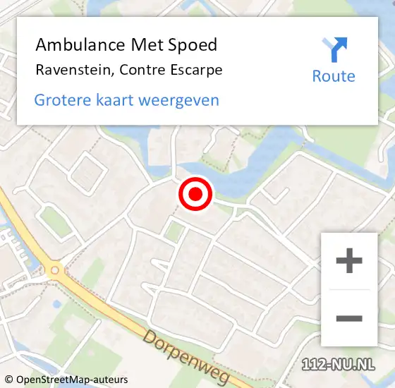 Locatie op kaart van de 112 melding: Ambulance Met Spoed Naar Ravenstein, Contre Escarpe op 13 november 2019 10:35