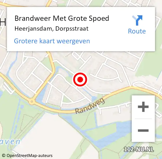 Locatie op kaart van de 112 melding: Brandweer Met Grote Spoed Naar Heerjansdam, Dorpsstraat op 13 november 2019 10:55