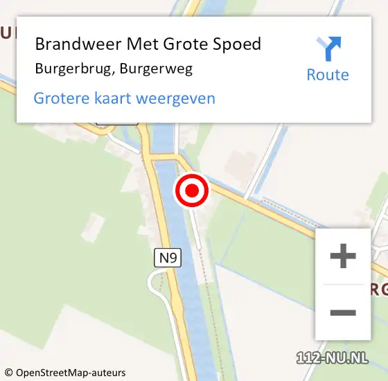 Locatie op kaart van de 112 melding: Brandweer Met Grote Spoed Naar Burgerbrug, Burgerweg op 19 april 2014 16:39