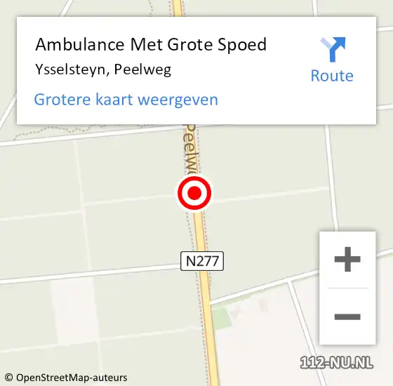 Locatie op kaart van de 112 melding: Ambulance Met Grote Spoed Naar Ysselsteyn, Peelweg op 13 november 2019 11:35
