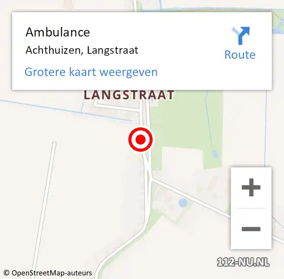 Locatie op kaart van de 112 melding: Ambulance Achthuizen, Langstraat op 13 november 2019 12:55