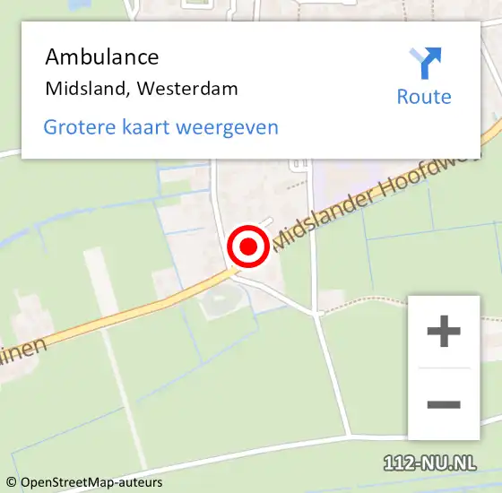 Locatie op kaart van de 112 melding: Ambulance Midsland, Westerdam op 19 april 2014 16:51