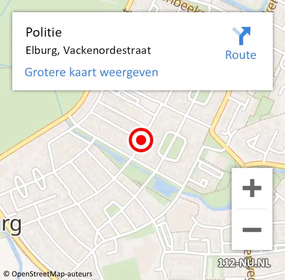 Locatie op kaart van de 112 melding: Politie Elburg, Vackenordestraat op 13 november 2019 13:30