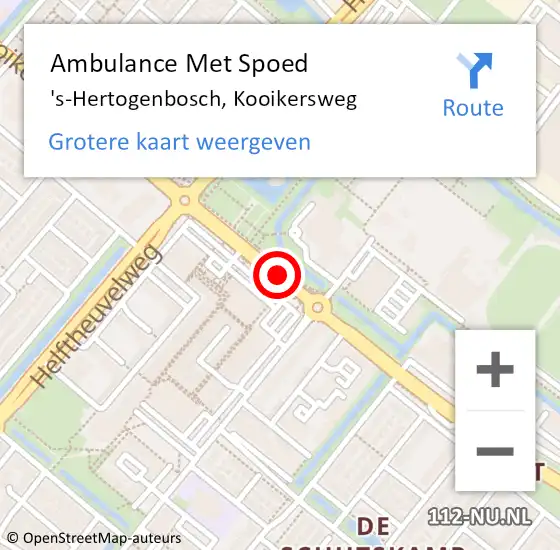 Locatie op kaart van de 112 melding: Ambulance Met Spoed Naar 's-Hertogenbosch, Kooikersweg op 13 november 2019 13:48