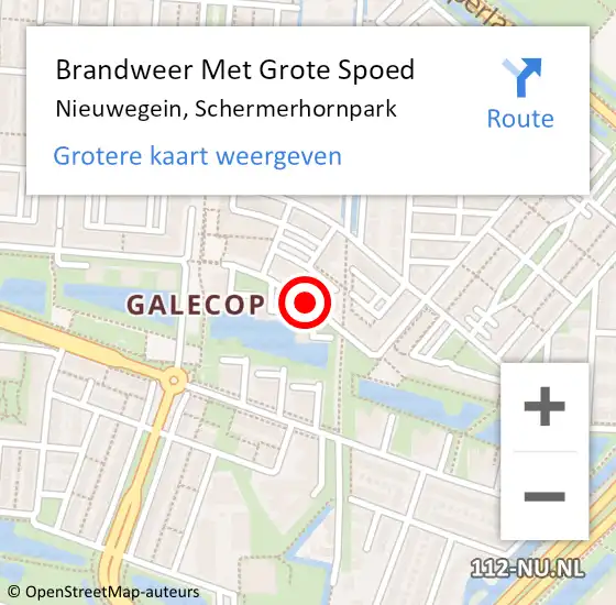 Locatie op kaart van de 112 melding: Brandweer Met Grote Spoed Naar Nieuwegein, Schermerhornpark op 13 november 2019 14:03