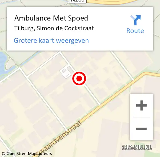 Locatie op kaart van de 112 melding: Ambulance Met Spoed Naar Tilburg, Simon De Cockstraat op 13 november 2019 14:12