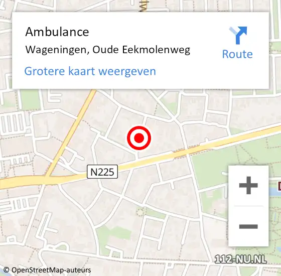 Locatie op kaart van de 112 melding: Ambulance Wageningen, Oude Eekmolenweg op 13 november 2019 15:10