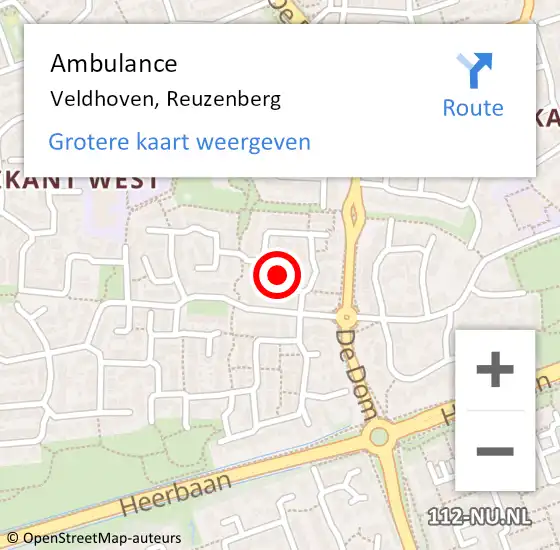 Locatie op kaart van de 112 melding: Ambulance Veldhoven, Reuzenberg op 13 november 2019 15:12