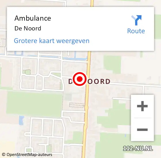 Locatie op kaart van de 112 melding: Ambulance De Noord op 13 november 2019 15:14