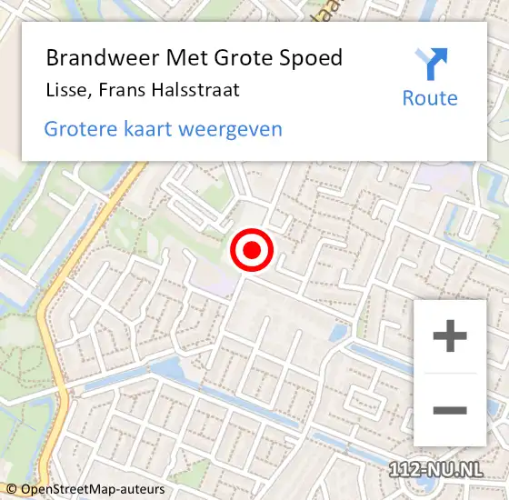Locatie op kaart van de 112 melding: Brandweer Met Grote Spoed Naar Lisse, Frans Halsstraat op 13 november 2019 15:21
