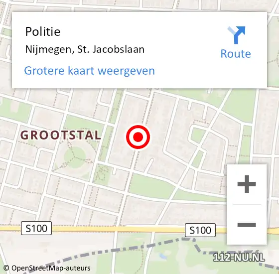 Locatie op kaart van de 112 melding: Politie Nijmegen, St. Jacobslaan op 13 november 2019 16:23