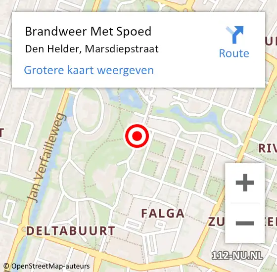 Locatie op kaart van de 112 melding: Brandweer Met Spoed Naar Den Helder, Marsdiepstraat op 13 november 2019 16:40