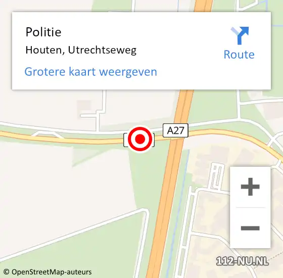 Locatie op kaart van de 112 melding: Politie Houten, Utrechtseweg op 13 november 2019 17:11