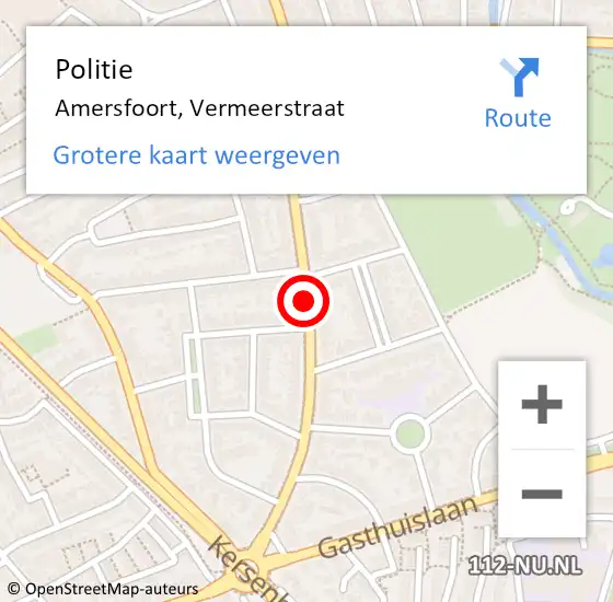 Locatie op kaart van de 112 melding: Politie Amersfoort, Vermeerstraat op 13 november 2019 17:13