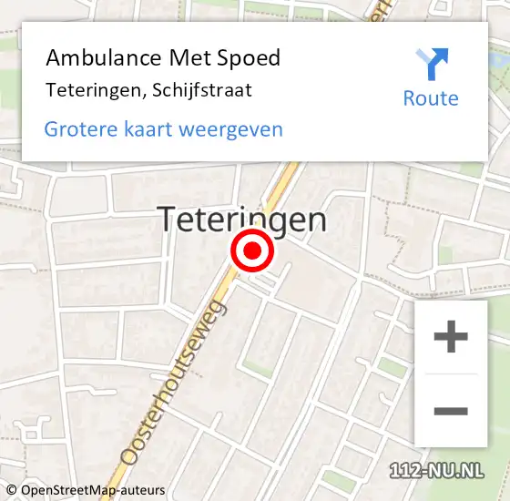 Locatie op kaart van de 112 melding: Ambulance Met Spoed Naar Teteringen, Schijfstraat op 13 november 2019 17:31