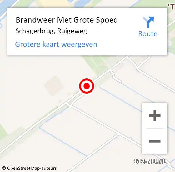 Locatie op kaart van de 112 melding: Brandweer Met Grote Spoed Naar Schagerbrug, Ruigeweg op 19 april 2014 17:23